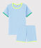 Pigiama corto bambino in cotone blu EDNA/bianco MARSHMALLOW