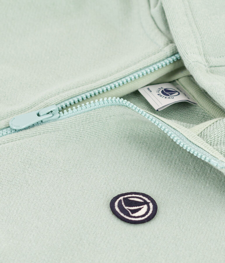 Felpa bambino con cappuccio e cerniera verde