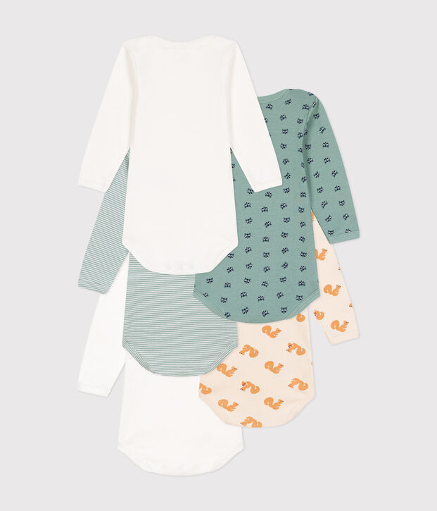 Confezione da 5 body beb&egrave; a maniche lunghe in cotone multicolore