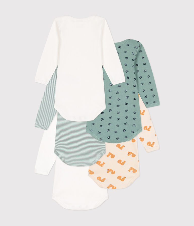 Confezione da 5 body beb&egrave; a maniche lunghe in cotone multicolore