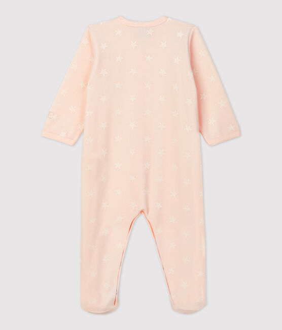 Tutina pigiama bebè in ciniglia. rosa FLEUR/grigio ECUME