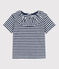Blusa a maniche corte bebè in jersey fiammato a righe blu MEDIEVAL/bianco MARSHMALLOW
