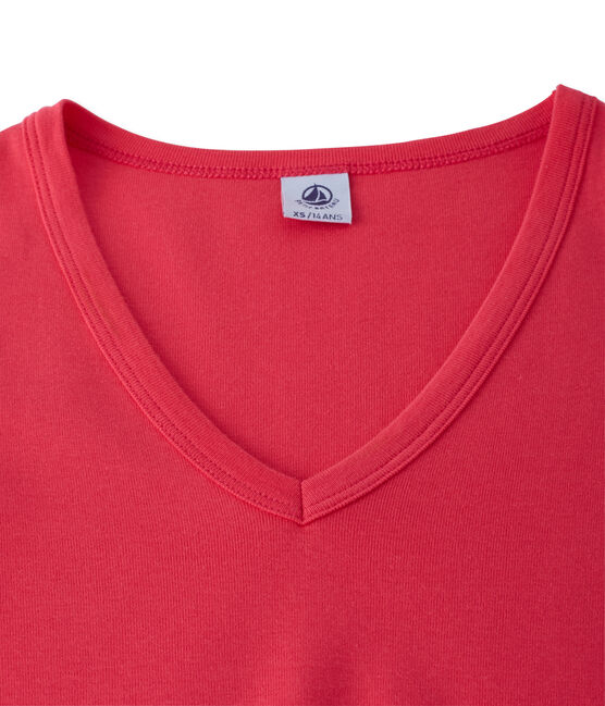 T-shirt donna scollo a V In costina originale 1X1 rosa GEISHA