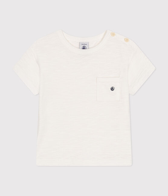 T-shirt bebè a maniche corte in jersey fiammato bianco MARSHMALLOW