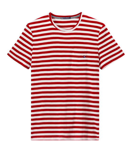 T-shirt uomo a righe bicolore rosso TERKUIT/bianco MARSHMALLOW