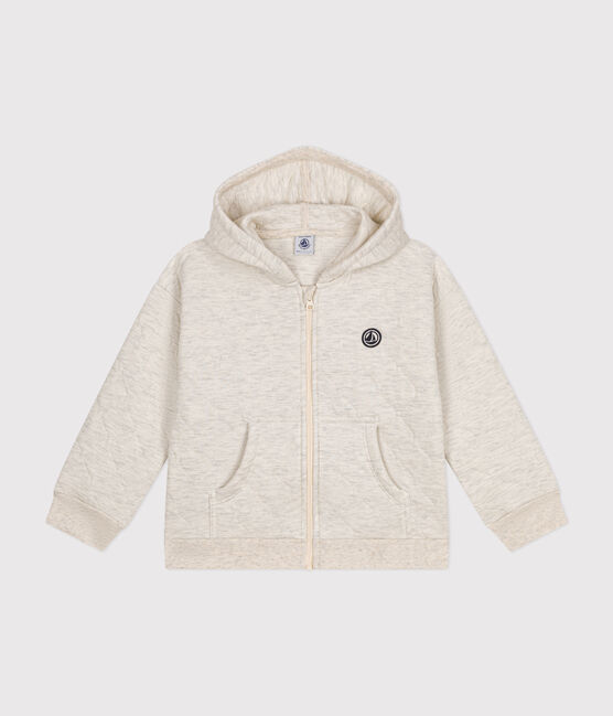 Felpa con zip e cappuccio in tubique trapuntato bambino unisex beige MONTELIMAR CHINE