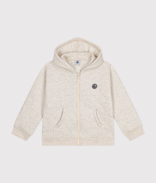 Felpa con zip e cappuccio in tubique trapuntato bambino unisex MONTELIMAR CHINE