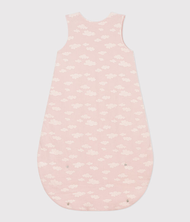 Sacco nanna beb&egrave; in velluto con motivo nuvole TOG 2 rosa/bianco