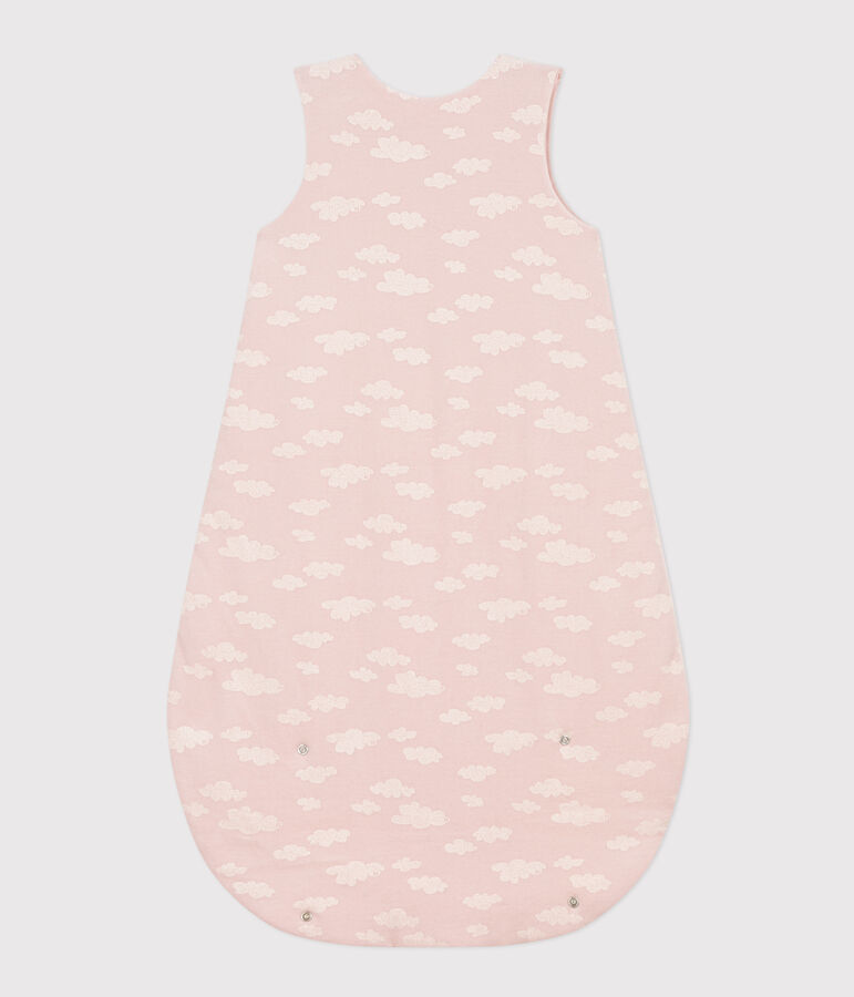 Sacco nanna beb&egrave; in velluto con motivo nuvole TOG 2 rosa/bianco