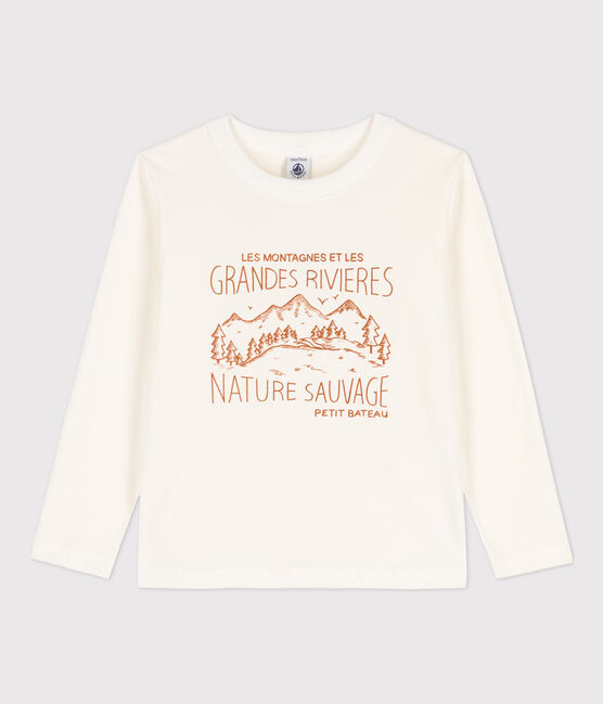 T-shirt maniche lunghe bambino stampata bianco MARSHMALLOW
