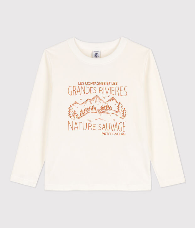T-shirt maniche lunghe bambino stampata bianco