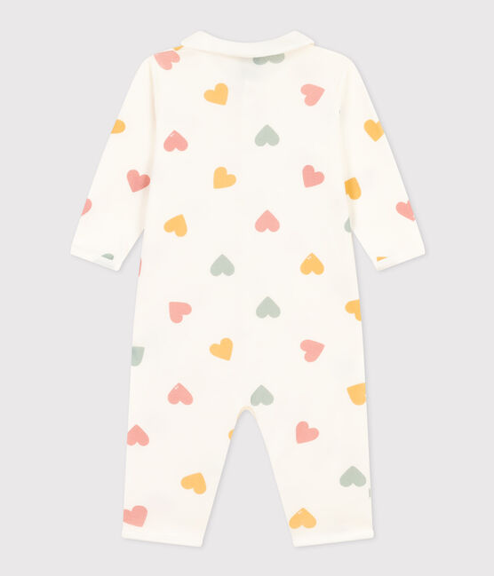 Pigiama bebè senza piedi a cuori multicolori in cotone bianco MARSHMALLOW/bianco MULTICO