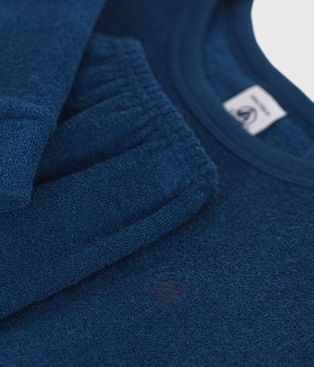 Pigiama in spugna bouclette spazzolata bambino blu