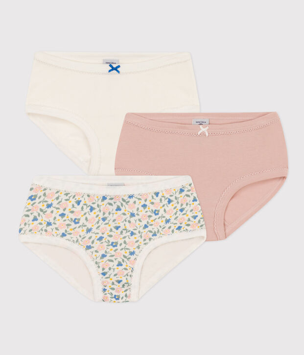 Confezione da 3 slip bambina in cotone a fiori multicolore