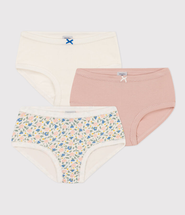 Confezione da 3 slip bambina in cotone a fiori variante 1