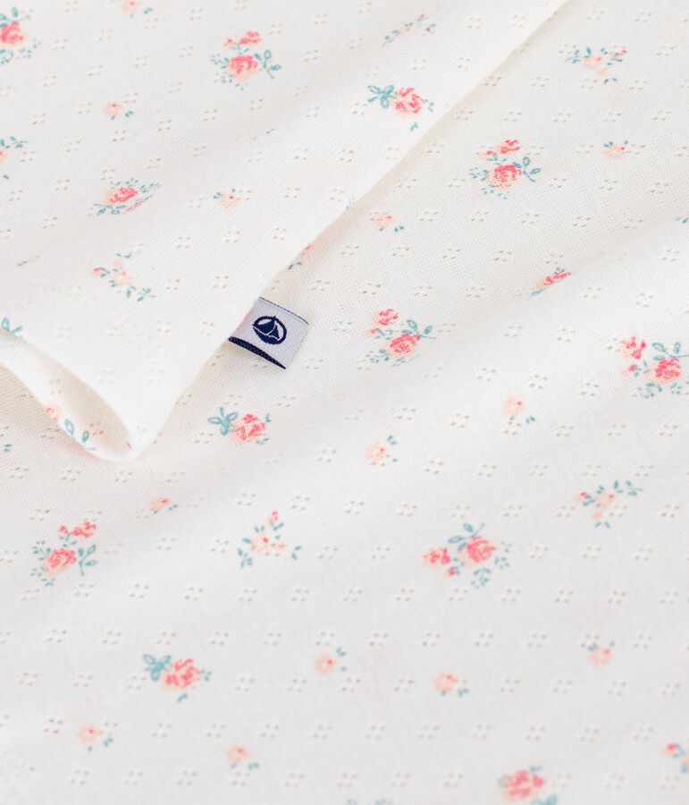 Camicia da notte in cotone traforato con stampa a fiori bambina bianco/multicolore