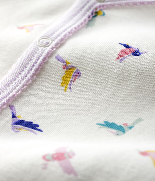 Tutina con piedi staccabili a costine beb&egrave; femmina bianco/multicolore