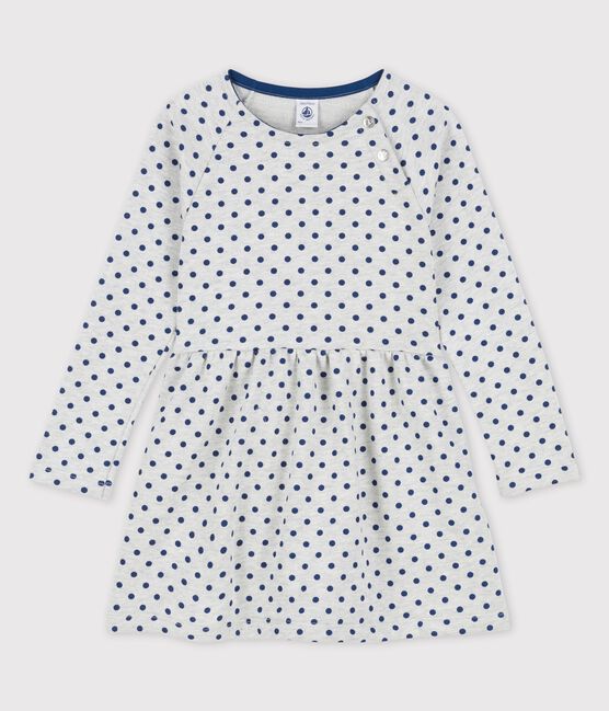 Abito bambina a maniche lunghe in molleton grigio BELUGA/blu MEDIEVAL