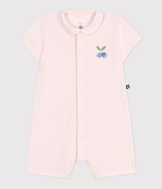 Tutina corta in cotone con colletto alla collegiale neonato rosa FLEUR