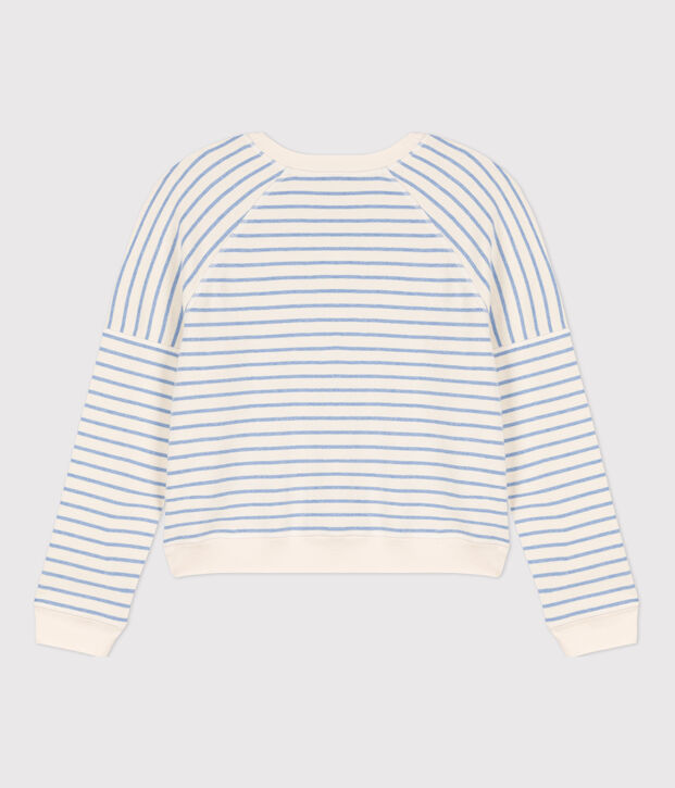 Felpa di cotone da Donna ecru/blu