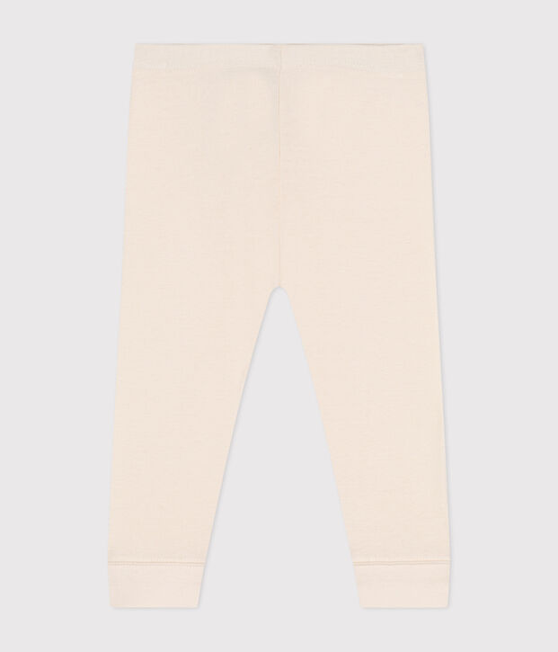 Leggings in cotone tinta unita neonato ecru