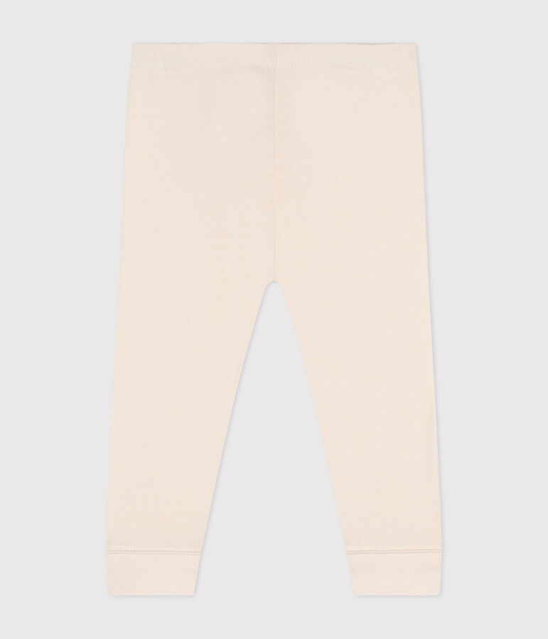 Leggings in cotone tinta unita neonato ecru
