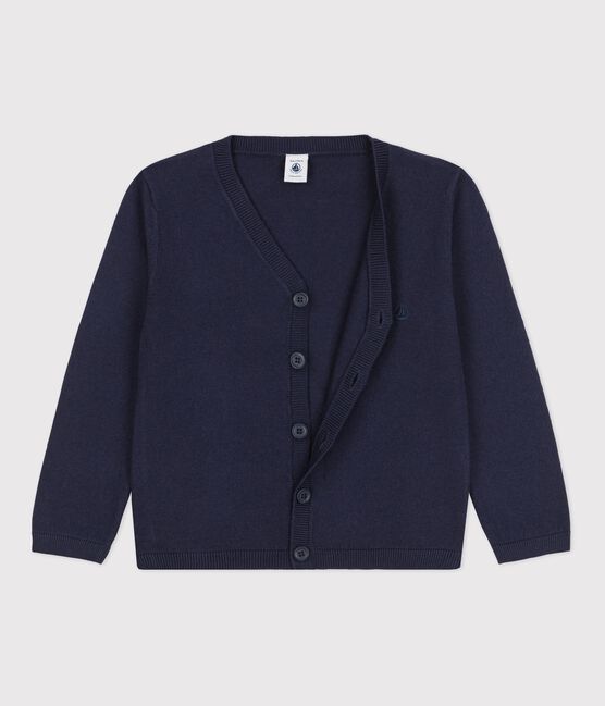 Cardigan bambino in lana e cotone blu SMOKING
