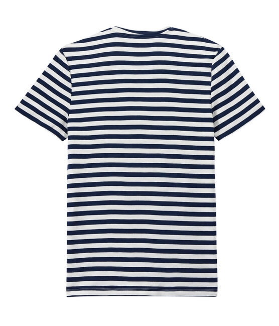 T-shirt uomo a righe bicolore blu MEDIEVAL/bianco MARSHMALLOW