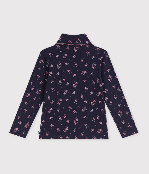 Dolcevita in cotone a fiori bambina blu/multicolore