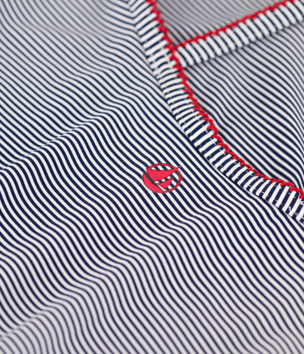 Costume da bagno intero a righe bambina blu/bianco