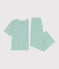 Pigiama in cotone a righe con gamba ampia donna verde ALOEVERA/bianco MARSHMALLOW