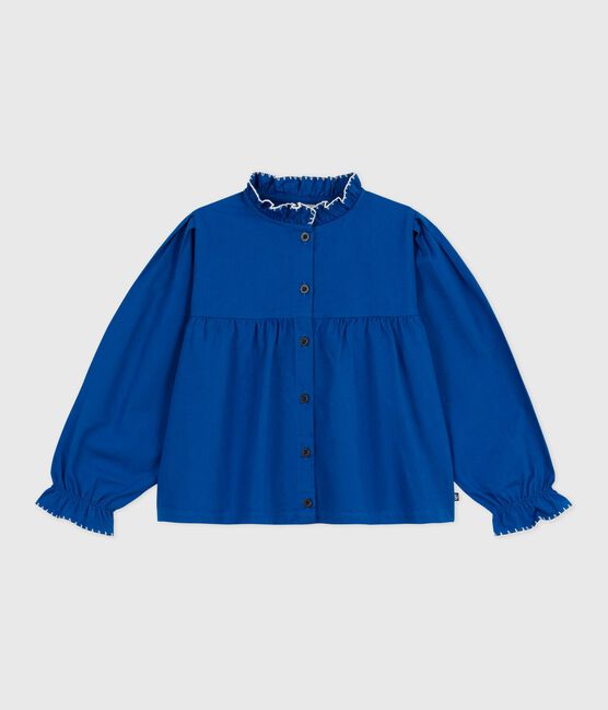 Blusa a maniche lunghe in twill di cotone tinta unita bambina OLYMPIC