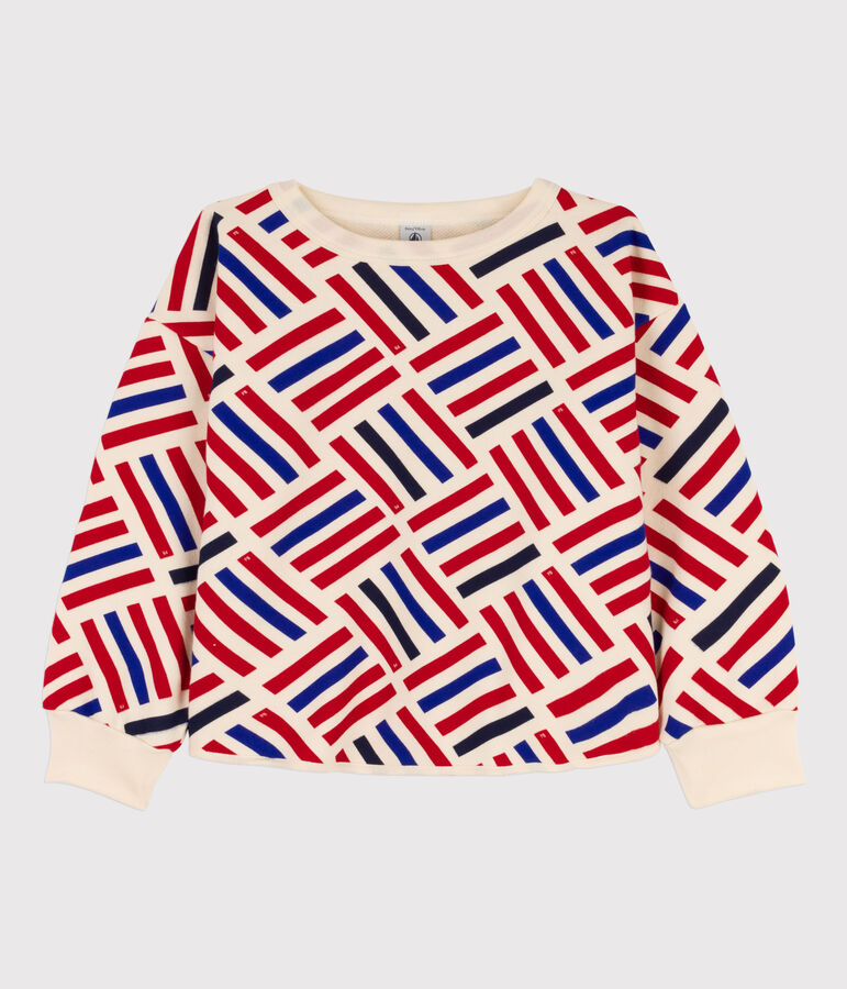 Felpa in molleton stampato bambina / bambino ecru/multicolore