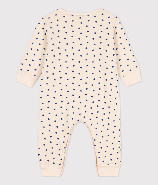 Tutina pigiama senza piedi bebè in cotone motivo cuore bianco AVALANCHE/ NEWBLEU