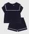 Set neonato due pezzi in cotone con dettagli marinari blu SMOKING
