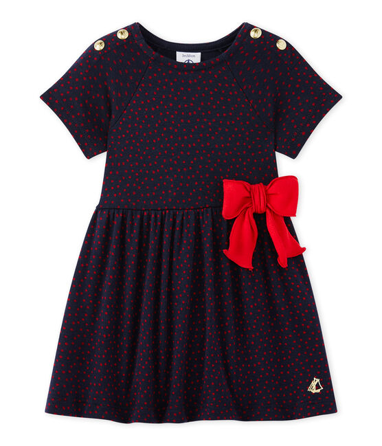 Abito bebé bambina stampato blu SMOKING/rosso TERKUIT