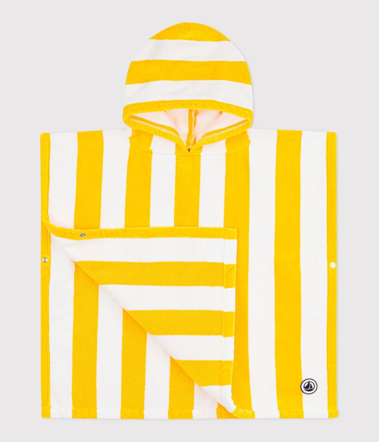 Poncho da bagno in spugna di cotone a righe bambino giallo/bianco