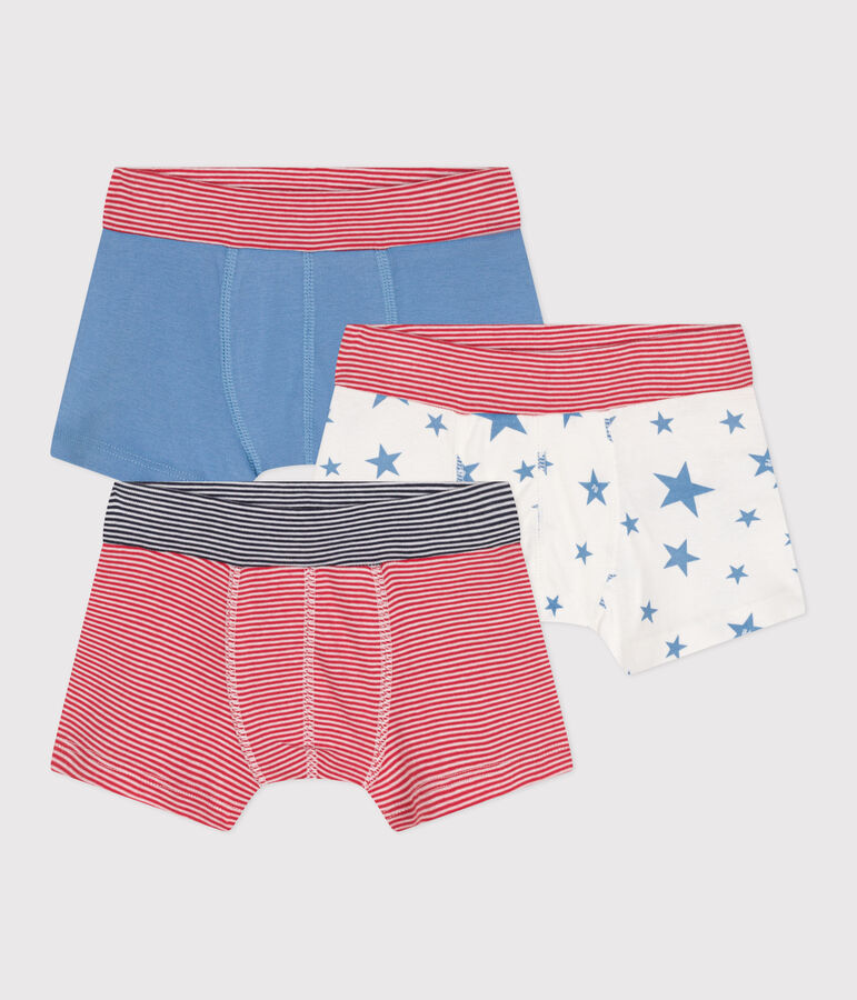 Set di 3 boxer in cotone con stelle stampate e vita rivestita bambino multicolore