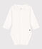 Body in cotone a manica lunga con collaretto bianco MARSHMALLOW