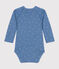 Body incrociato a maniche lunghe in cotone bebè blu BEACH/ MARSHMALLOW