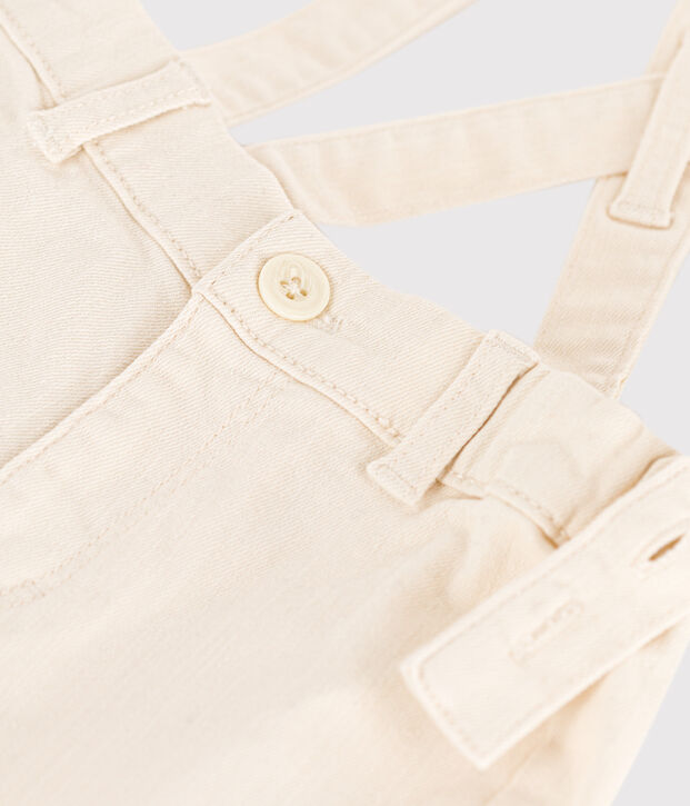 Shorts con bretelle in denim beb&egrave; ecru