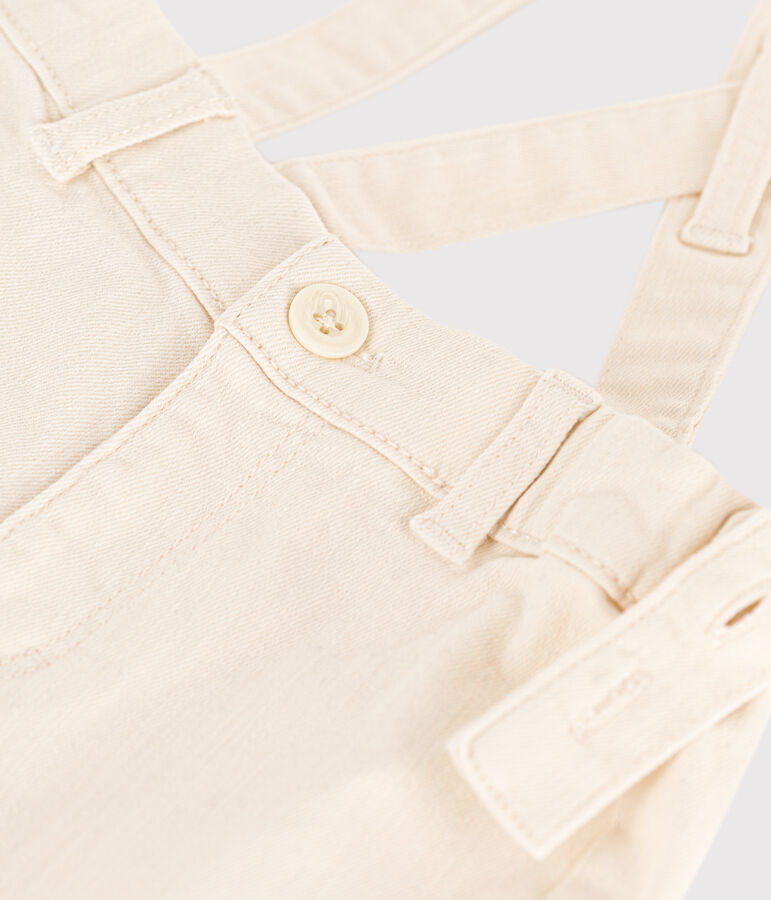 Shorts con bretelle in denim beb&egrave; ecru