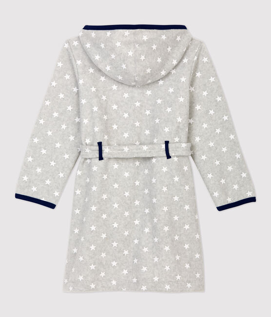 Vestaglia bambina/bambino in pile fantasia stellata grigio BELUGA/bianco ECUME