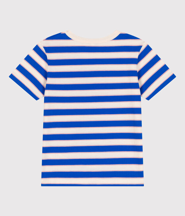 T-shirt a maniche corte in cotone a righe bambino ecru/multicolore