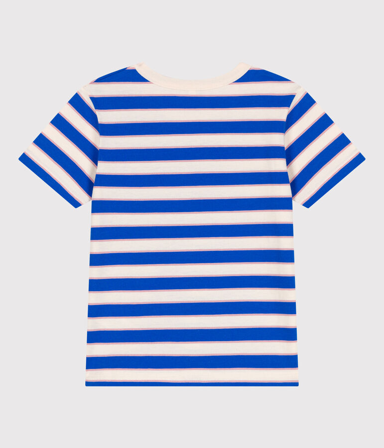 T-shirt a maniche corte in cotone a righe bambino ecru/multicolore