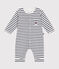 Tutina lunga in tubique neonato bianco MARSHMALLOW/blu SMOKING