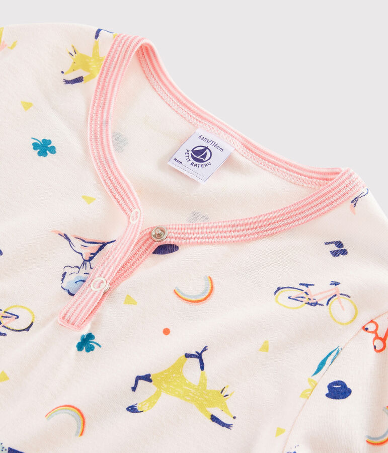 Camicia da notte fantasia bambina a costine rosa/multicolore