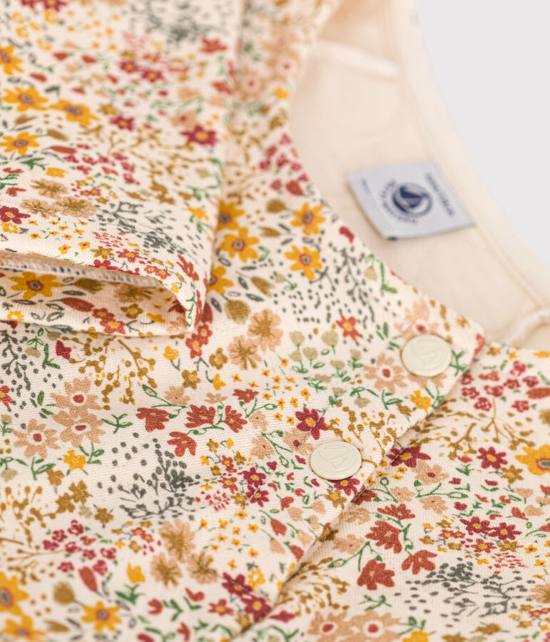 Abito a maniche lunghe in tubique bambina ecru/multicolore