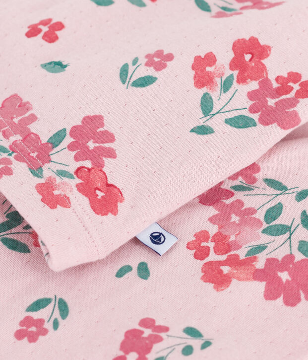 Pigiama bambina in tubique con stampa a fiori rosa/multicolore