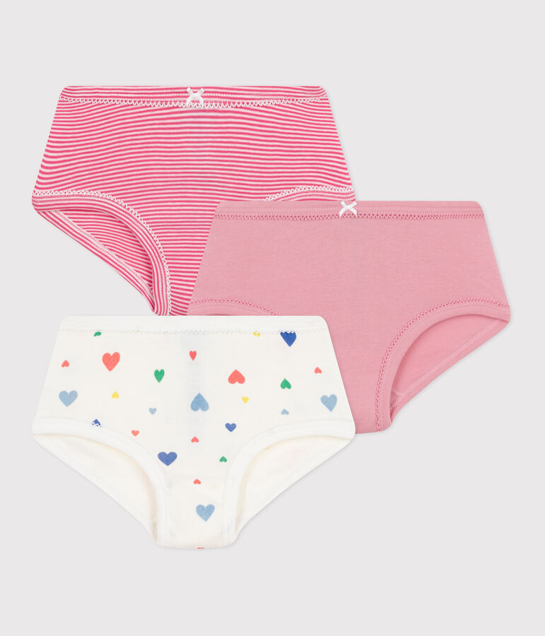 Set di slip a vita alta in cotone con stampa a cuori bambina multicolore